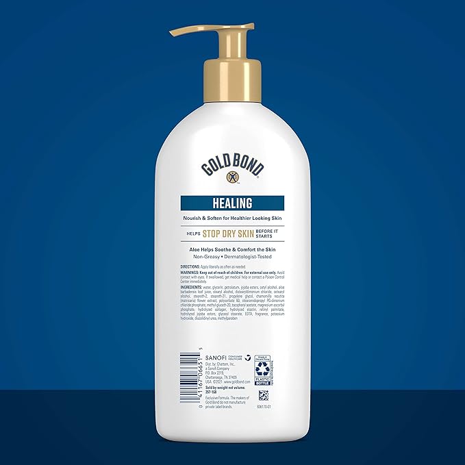Gold Bond Ultimate Healing Skin Therapy Lotion with Aloe, 14 oz., Non-Greasy & Hypoallergenic-Velvo Beauty