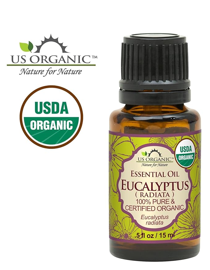 US Organic 100% Pure Eucalyptus Essential Oil (Radiata) - USDA Certified Organic, Steam Distilled - W/Euro droppers (More Size Variations Available) (15 ml / .5 fl oz)-Velvo Beauty