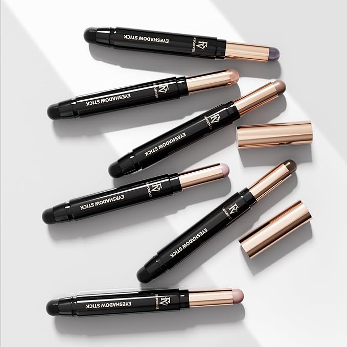 FV Long Lasting Cream Eyeshadow Stick, Waterproof & High Pigmented Eye Shadow Sticks Duo with Blending Sponge, Crease-Proof & Natural Finish Eyeshadow Pencil, Vanilla Matte-Velvo Beauty