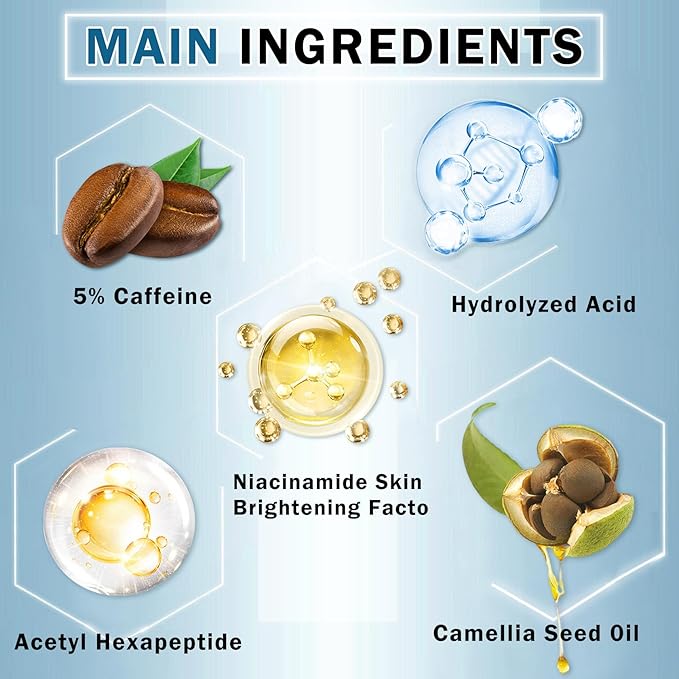 Caffeine Under Eye Cream for Dark Circles Eye Cream for Puffiness and Bags Under Eyes,Eye Roller for Puffy Eyes and Firming,Wrinkle Reducing Crema Para las Ojeras-Velvo Beauty