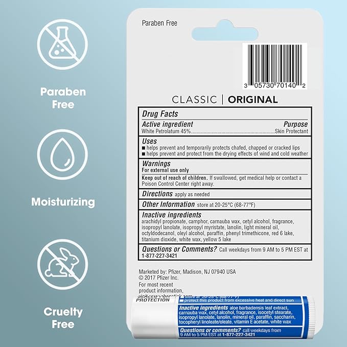 ChapStick Original Lip Balm 4-Pack + 1 Chapstick Moisturizer 2-in-1 Lipcare with SPF 15, 0.15 Oz Ea (5 Piece Set)-Velvo Beauty