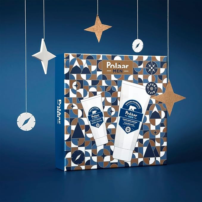 Polåar Men - Set for Men’s Skin Care - Moisturizing Cream with Siberian Olive + Shower Gel with Arctic Lichen - 2 Face, Body and Hair Treatments - Vegan, Curelty Free, Made in France-Velvo Beauty