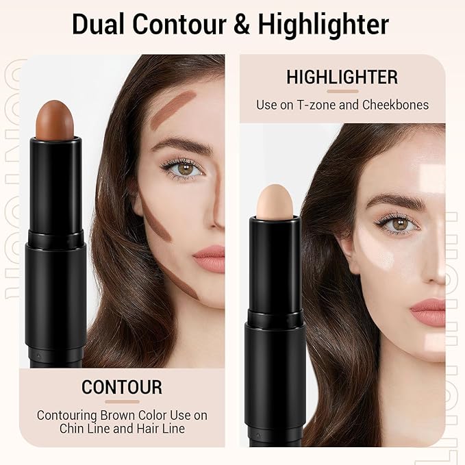 Cream Contour Stick Bronzer Highlighter Face Shaping & Contouring Matte Makeup Long Lasting Waterproof-Velvo Beauty