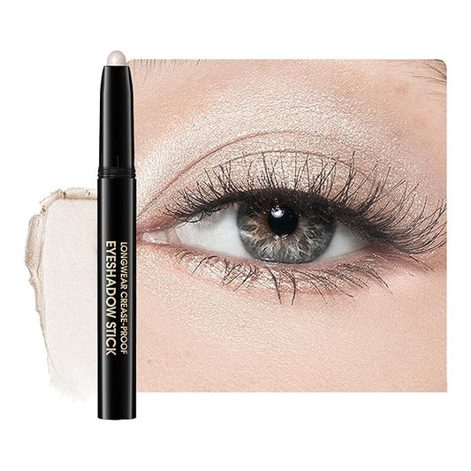 Eyeshadow Stick, Shimmer and Matte Cream Eye Shadow Brightener Sticks Eyeliner Pencil Crayon, Waterproof Long Lasting Eye Highlighter Stick Makeup,0.056 Oz(#6-Oyster)-Velvo Beauty