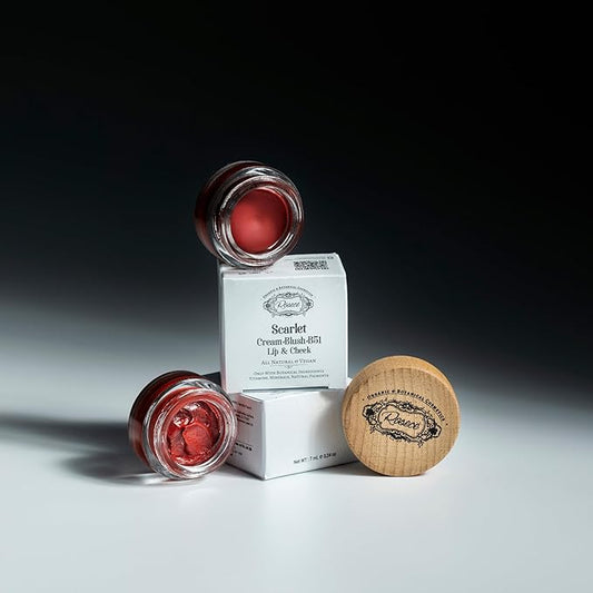 2-in-1 Cream Cheek Blush + Lip Color | Natural Mineral pigment | Soft Lips with natural oils and Vitamin E | 100% Plant ingredients, Vegan (Vibrant RED/Matte-Scarlet, 0.25fl oz)-Velvo Beauty