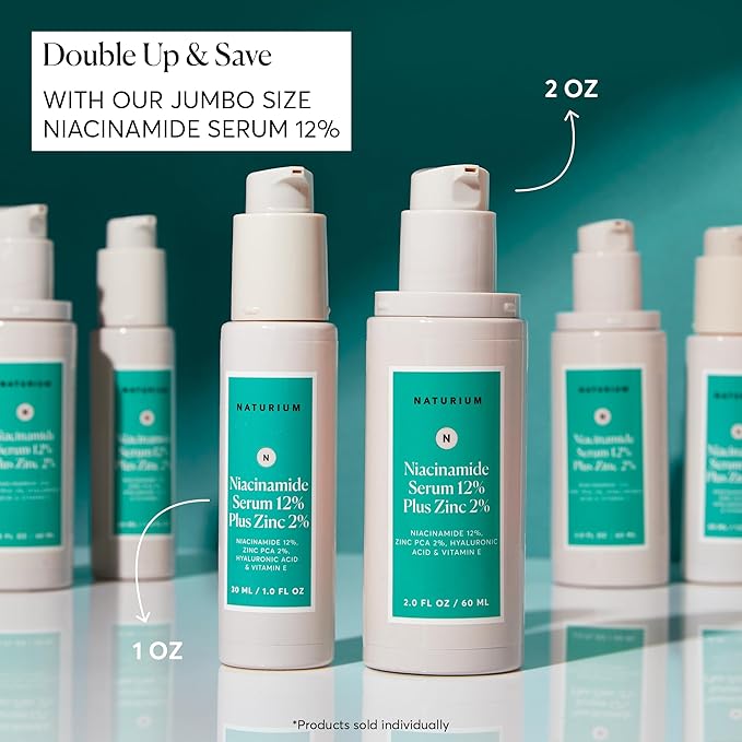 Naturium Niacinamide Face Serum 12% Plus Zinc 2% Jumbo, Anti-Aging, Pore Minimizer & Dark Spot Corrector with Hyaluronic Acid & Vitamin E, Vegan & Cruelty-Free, 2 oz-Velvo Beauty
