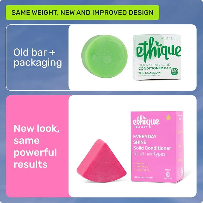 Ethique Everyday Conditioner Bar for soft, shiny hair with Vitamin C - Plastic-Free, Cruelty-Free, Vegan, 2.12 oz - Formerly The Guardian-Velvo Beauty