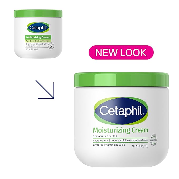 Cetaphil Face & Body Moisturizer, Hydrating Moisturizing Cream for Dry to Very Dry, Sensitive Skin, NEW 16 oz, Fragrance Free, Non-Comedogenic, Non-Greasy-Velvo Beauty