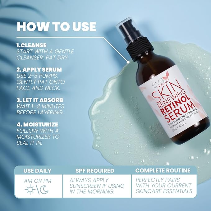 Retinol Serum by Eva Naturals - 2.5% Retinol Serum for Face with Hyaluronic Acid, Vitamin E & Organic Aloe - Retinol Face Serum that Reduce Wrinkles, Fine Lines & Dark Spots - Anti Aging Serum, 2 Pack-Velvo Beauty