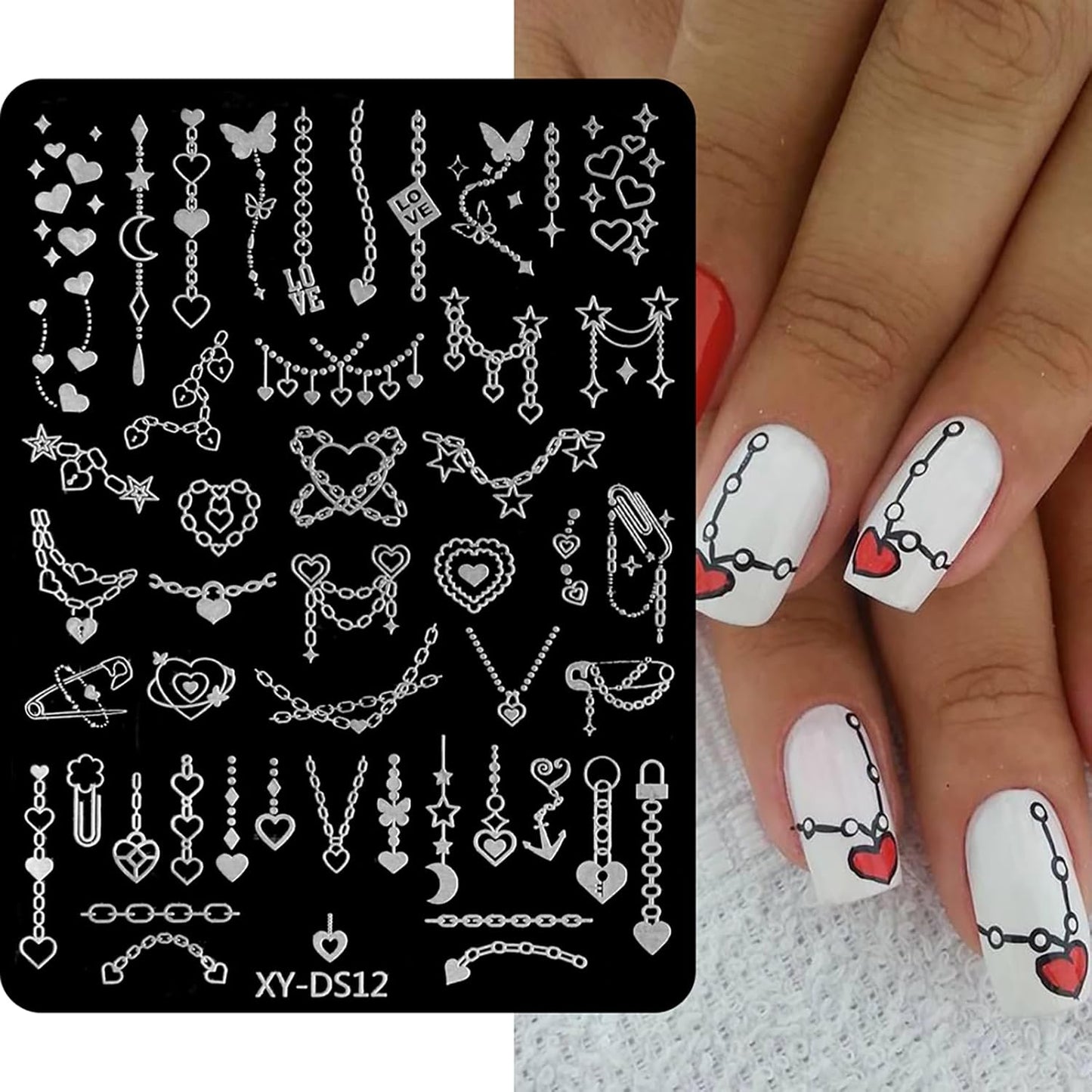 Valentine Nail Art Stamping Plate Kit,Love Heart Butterfly Flower Cat Design Stamp Templates,Love Words Stamp Templates Kit,Valentines Romantic Metal Nail Plates for DIY Printing Decor 4Pcs-Velvo Beauty