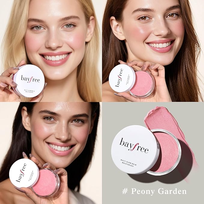 Multi Glow Balm, Cream Blush for Cheeks, Blush Balm Face Makeup, Radiant Finish, Hydrating, Creamy, Lightweight & Blendable Color, Face Makeup, 0.63 Oz (Peony Garden)-Velvo Beauty