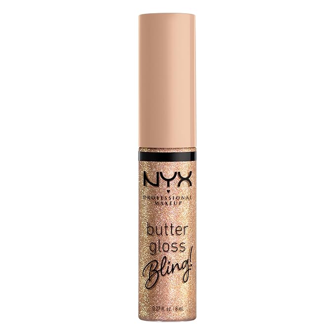 NYX PROFESSIONAL MAKEUP Butter Gloss Bling Lip Gloss, Non Sticky and Shiny Vegan Lip Makeup - Bring The Bling-Velvo Beauty