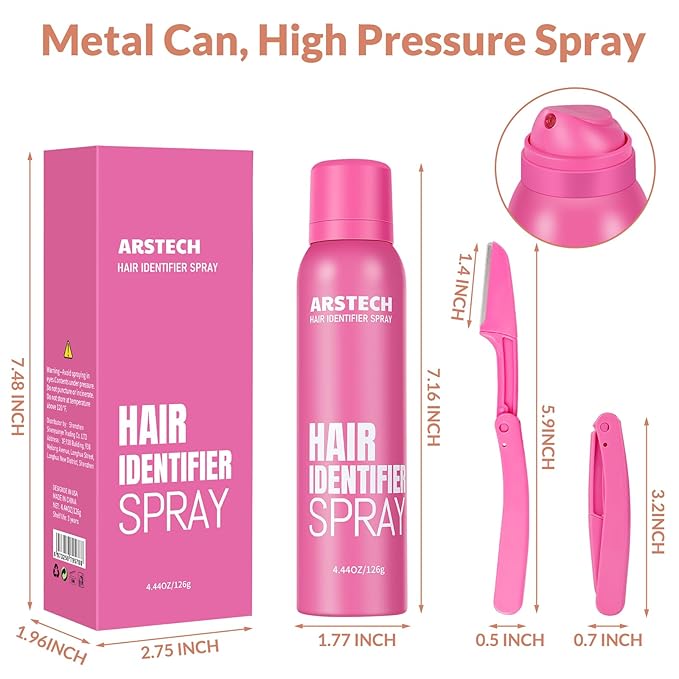 Hair Identifier Spray for Face Shaving Dermaplaning Tool Skin Body Dermaplaning Spray for Women with 4 Face Razor for Face Shaver Hair Removal Kit Excess Hair Dermaplane Razor for Women Face-Velvo Beauty