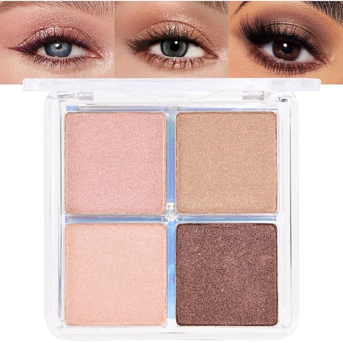 evpct Eyeshadow Quad Palette, Rose Gold Bronze Nude Pink Mink Mauve Glitter Shimmer Metallic Matte High Pigment Mini Eye Shadow Palette Makeup for older Women, Smudge Proof Vegan Cruelty-free Decadent-Velvo Beauty