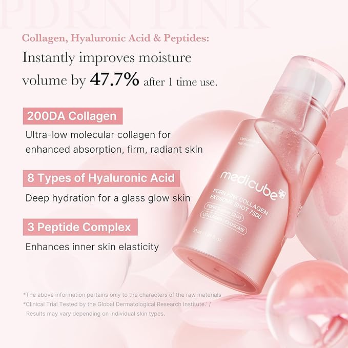 medicube PDRN Pink Collagen Exosome Shot Serum 7,500 PPM | Liquid Skin Booster | Exosome, Salmon DNA PDRN, Spicules | Uneven Skin Tone, Pore Care, Skin Texture | Korean Skin Care 1.01 fl.oz-Velvo Beauty