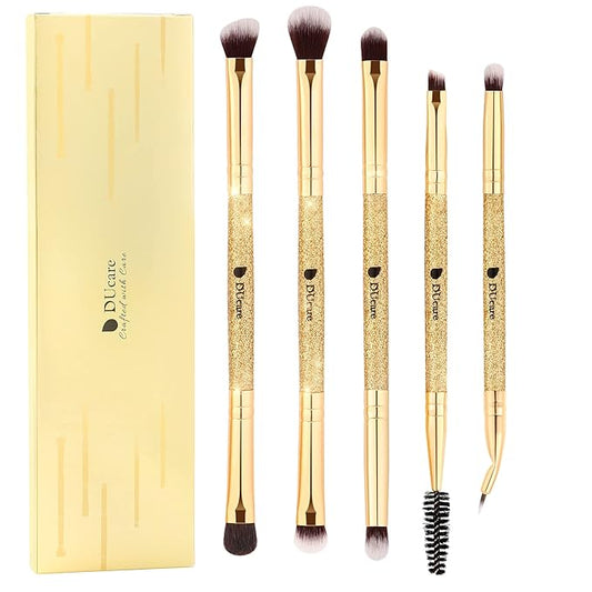 DUcare Eyeshadow Brushes Set Duo End Eye Makeup Brushes Professional Eyeshadow Brush set 5Pcs Travel Concealer Eyebrow Eyelash Eye Liners Blending-Velvo Beauty