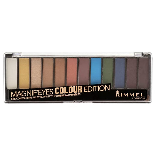 Rimmel London Magnif'Eyes Eyeshadow Palette, 12 Shades, Blendable Formula, Versatile, 004, Colour, 0.5oz-Velvo Beauty