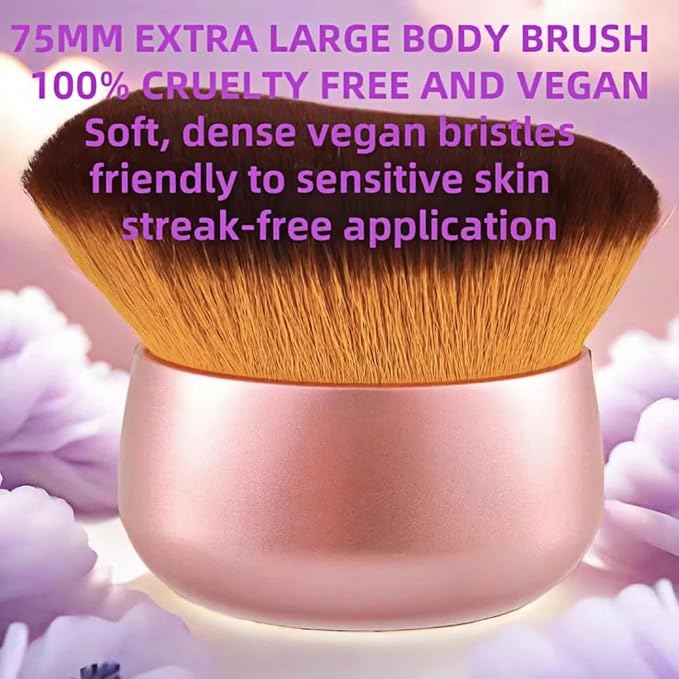 Blend & Blur 75mm Body Kabuki Brush - For Self Tanner, Body Bronzer & Foundation | Face/Back Multitool | Wet/Dry Use (Rose Gold)-Velvo Beauty