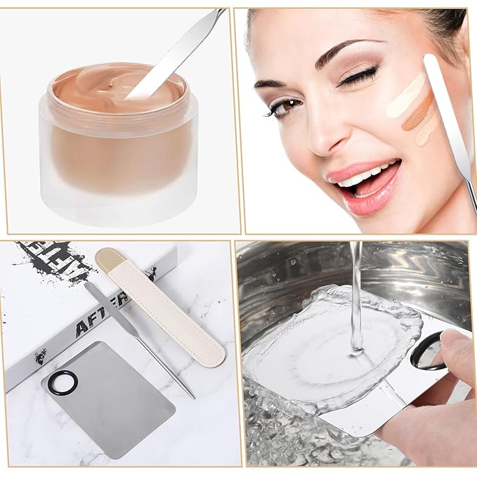 5 Pcs Makeup Spatula Korean Foundation Spatula Stainless Steel Makeup Mixing Palette Acrylic Makeup Palette Cosmetic Spatula Beauty Spatula Makeup Tools-Velvo Beauty