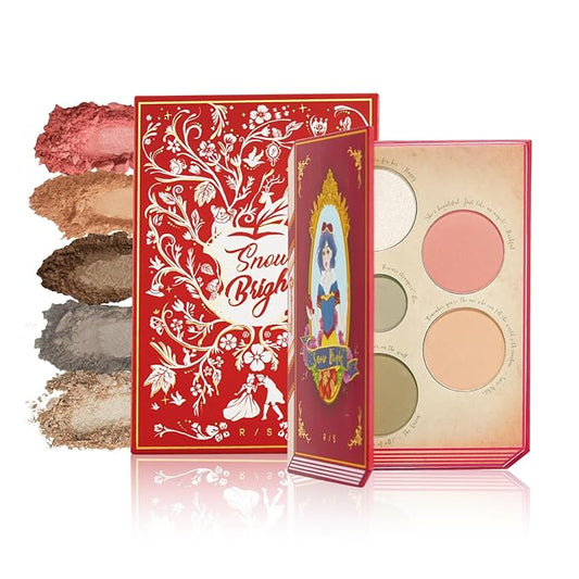 READY TO SHINE Snow Bright Contour Highlight Blush Makeup Palette - Smooth and Pigmented - Easy to Blend - Vegan and Cruelty Free - 5 Part Pressed Powder Makeup Kit - With Mirror For All Skin Types-Velvo Beauty