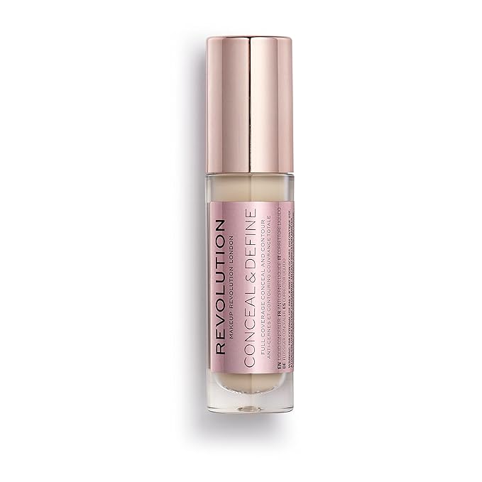 Makeup Revolution Conceal and Define Concealer, Full Coverage & Matte Finish, C2.5 for Fair/Light Skin Tones, Vegan & Cruelty-Free, 0.7 Fl Oz-Velvo Beauty