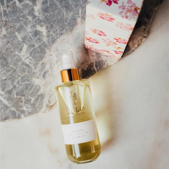 LOLLIA Breathe Dry Body Oil, 6.8 Fl. Oz. – Peony & White Lily – Women’s Scented, Moisturizing, Dry Body Oil for Women, For All Skin Types-Velvo Beauty