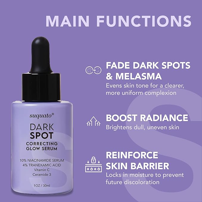 Dark Spot Correcting Glow Serum: Melasma Hyperpigmentation Treatment for Face with Tranexamic Acid Niacinamide - Vitamin C Serum and Dark Spot Remover For Face-Velvo Beauty
