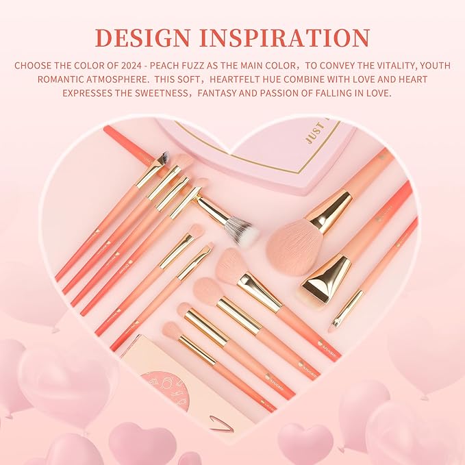 DUcare Makeup Brushes Set 14Pcs Love Struck Makeup Brush Set Premium Synthetic Kabuki Foundation Blending Face Powder Blush Concealers Eye Shadows Brushes-Velvo Beauty