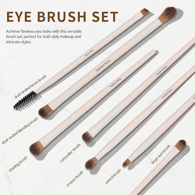 Makeup Brush Set 10pc, Dual-Ended Makeup Brushes For Bronzer, Contour, Eyeshadow, Blush, Concealer & Foundation Application-Velvo Beauty