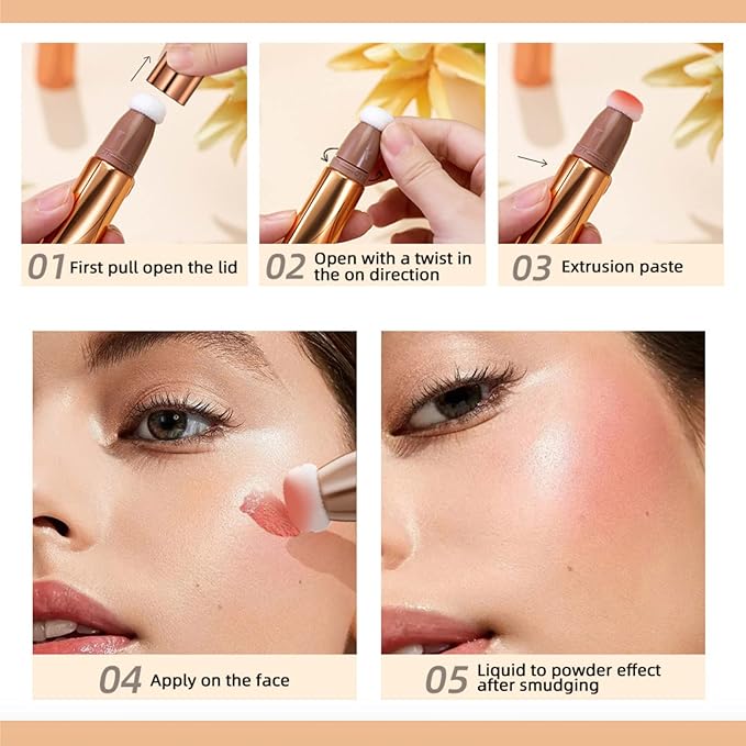 3 Pcs Liquid Contour Beauty Wand Set, Contour & Blush & Highlighter Stick with Cushion Applicator, Attached Easy to Blend, Long Lasting & Smooth Natural Matte Finish (01#03#04)-Velvo Beauty