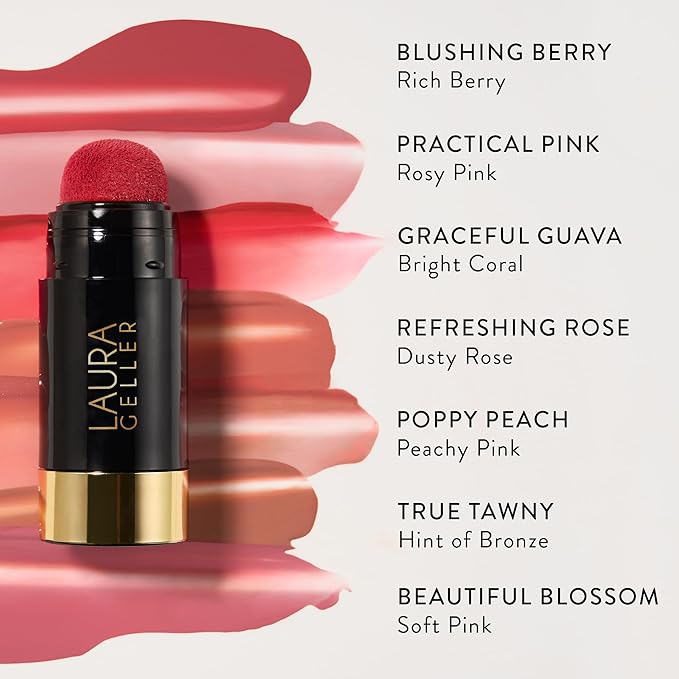 LAURA GELLER NEW YORK Serum Blush Tint, Lightweight Liquid Blush for Cheeks, Weightless Watercolor Sheer Finish, Poppy Peach-Velvo Beauty