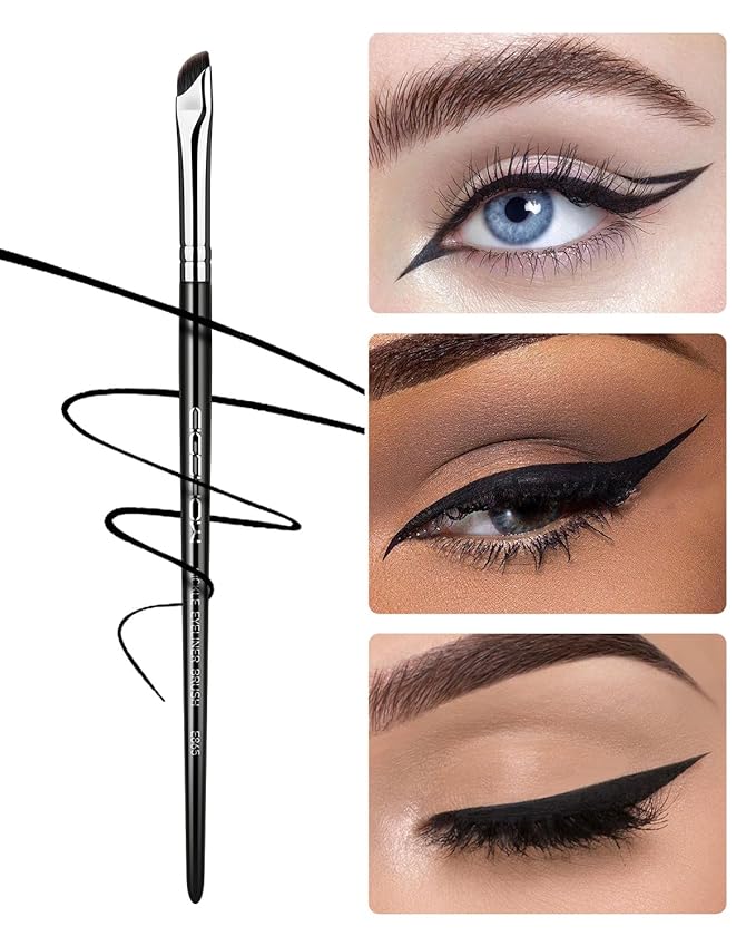 Eyeliner Brush, EIGSHOW Sickle Angled Gel Eyeliner Makeup Brush for Precise Eye Liner, Eyebrow, Eyelid with Ultra Thin Curved Vegan Bristles (E865)-Velvo Beauty