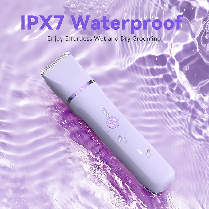 Electric Razors for Women - 4 in 1 Bikini Trimmer for Women, Waterproof Body Pubic Shaver for Womens Wet & Dry Use, Replaceable Facial & Nose Hair Trimmer, Rechargeable Hair Removal Kit, Purple-Velvo Beauty