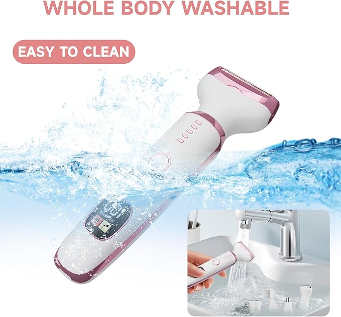Electric Razor Shavers for Women 5 in 1 Electric Shaver for Women,Cordless Replaceable Facial Eyebrow Razors & Nose Hair Trimmer, Wet Dry Bikini Trimmer Pubic Hair Removal Gifts for Womens 3028A White-Velvo Beauty
