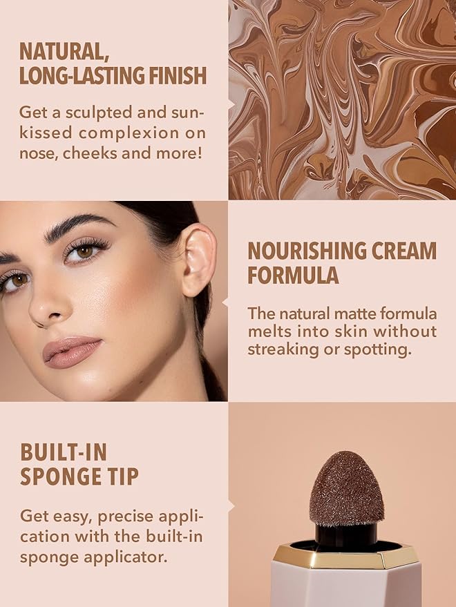 SHEGLAM Sun Sculpt Cool Toned Liquid Contour Stick Long Lasting Cream Bronzer Makeup - Earthy Sepia-Velvo Beauty