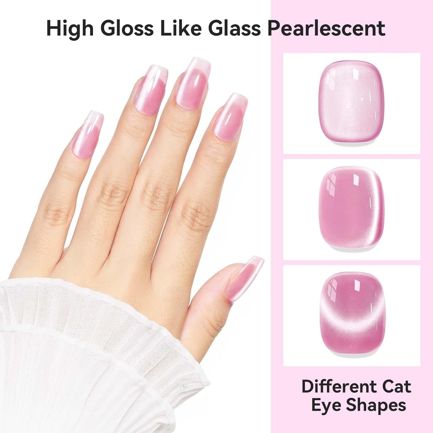 Cat Eye Gel Nail Polish, Moonlight Glitter Holographic Cateye Nail Polish with Magnet 12ML, Magnetic Mirror Glass Ceramics Smoothie UV Gel for Nail Art Manicure DIY at Home-Velvo Beauty