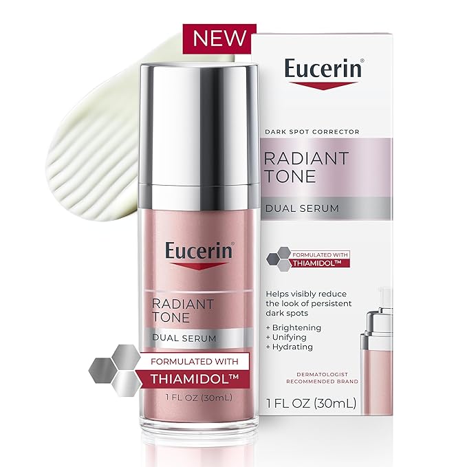 Eucerin Radiant Tone Dual Serum Dark Spot Corrector, Dark Spot Serum with Thiamidol and Hyaluronic Acid, Helps Visibly Reduce the Look of Persistent Dark Spots, 1 Fl Oz Bottle-Velvo Beauty