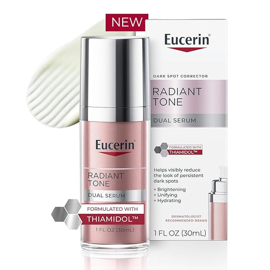 Eucerin Radiant Tone Dual Serum Dark Spot Corrector, Dark Spot Serum with Thiamidol and Hyaluronic Acid, Helps Visibly Reduce the Look of Persistent Dark Spots, 1 Fl Oz Bottle-Velvo Beauty