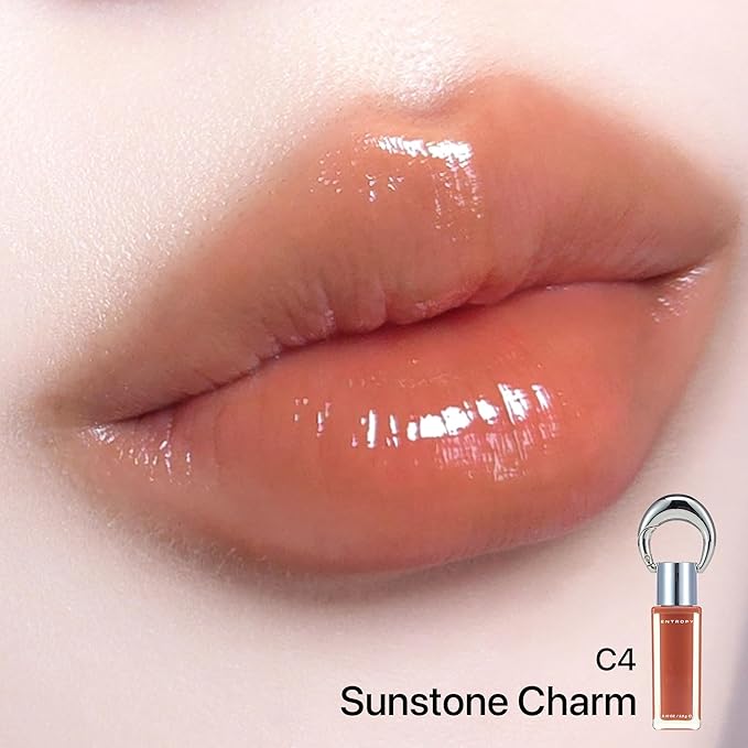 ENTROPY Makeup 2-in-1 Charm Shiny Glowy Lip & Cheek Gloss Tint Keychain, High Pigment Glossy Lip Color & Plumping Gloss, C4 Sun Stone Charm-Velvo Beauty