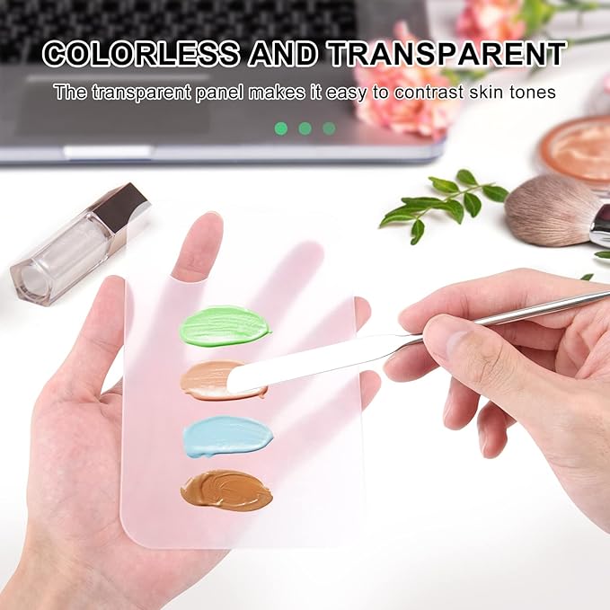 WXJ13 6 Pieces Makeup Spatula and Palette Set Including 2 Stainless Steel Makeup Spatula 2 Leather Cover 2 Makeup Mixing Palette for Eye Shadow/Eyelash/Nail Art/Foundation-Velvo Beauty