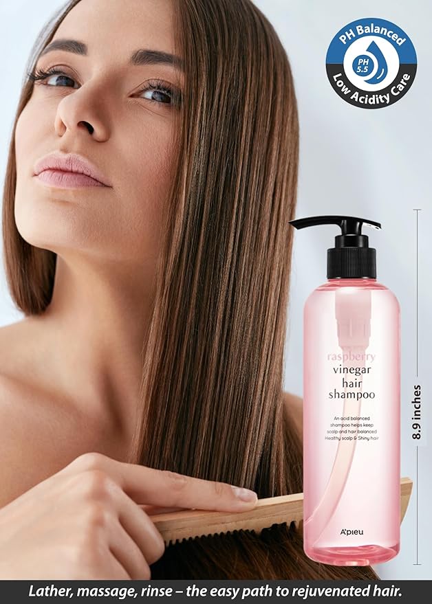 A’PIEU Raspberry Vinegar Hair Shampoo 16.9 fl.oz / 500 ml - Dandruff & Clarifying Shampoo | Scalp Treatment I Korean Hair Care I Balances pH, Removes Buildup, Soothes Scalp-Velvo Beauty