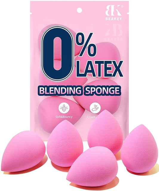 BEAKEY Latex-Free Blender Makeup Sponge for Blending, Pink Makeup Sponge Set, Soft Beauty Sponge, for Flawless Application of Liquid, Cream, and Powder Cosmetics-Velvo Beauty