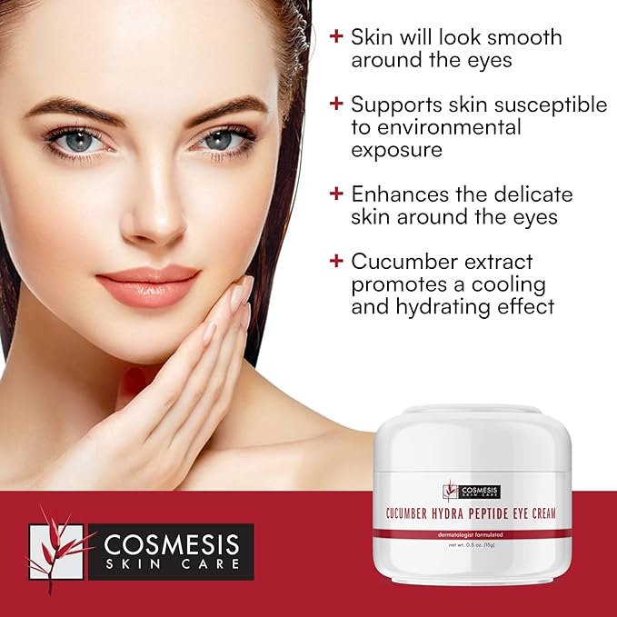 Cucumber Hydra Peptide Eye Cream - Minimize Fine Lines, Promote Smooth Skin & Protect Delicate Under-Eye Skin - 0.50 oz - Cosmesis-Velvo Beauty