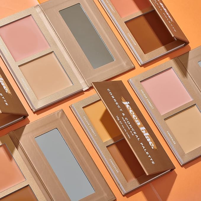 Jecca Blac Correct and Conceal Medium Coverage Palette, Lightweight Long Lasting Formula, Medium To Full Coverage, Gender Neutral and LGBTIQA+ Inclusive Make Up, Dark 6.0, 12g-Velvo Beauty