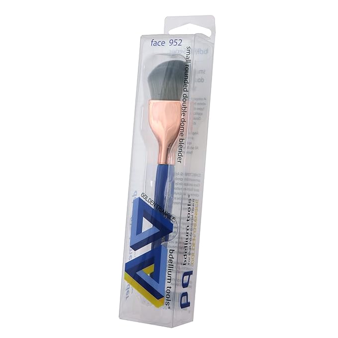 Bdellium Tools Professional Makeup Brush - Golden Triangle 952 Small Rounded Double Dome Blender - With All Vegan and Soft Synthetic Fibers, For Application & Blending (Blue, 1pc)-Velvo Beauty