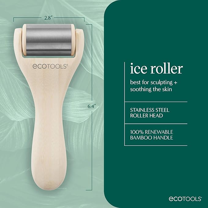 EcoTools Ice Roller, Lifts & Depuffs Skin, Stainless Steal Cooling Roller For Face & Neck, Provides Relaxation While Sculpting, Eco Friendly, Vegan, & Cruelty Free Skincare Tool, 1 Count-Velvo Beauty