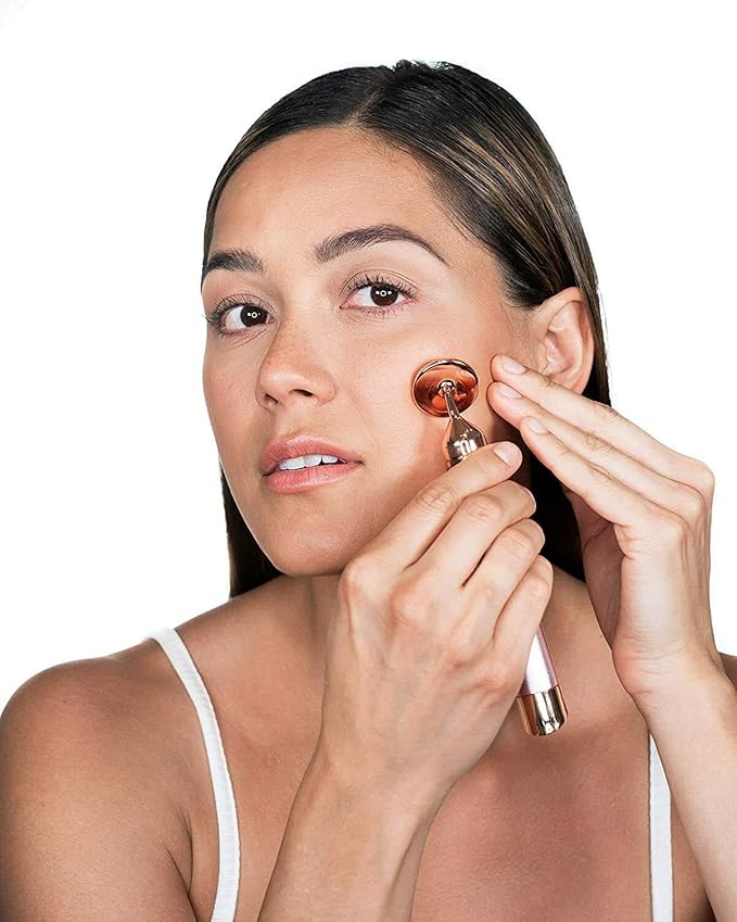 Finishing Touch Flawless Contour Vibrating Facial Roller & Massager, Rose Quartz-Velvo Beauty