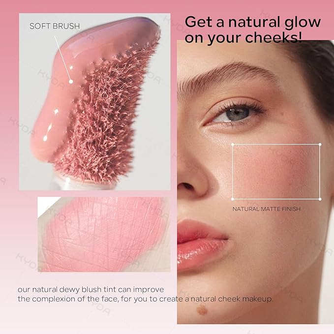 KYDA Liquid Blush, Matte Tinted for Cheeks, Lasting Dewy Finish, High Pigment Soft Creamy Blush, Blendable Lightweight Cover-Nude Pink-Velvo Beauty