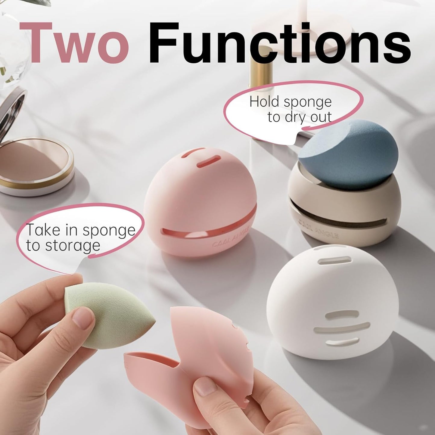 Makeup Sponge Holder Silicone Beauty Sponge Holder Makeup Blender Case for Travel 2 in 1 Stand Storage For Quick Drying Khaki-Velvo Beauty