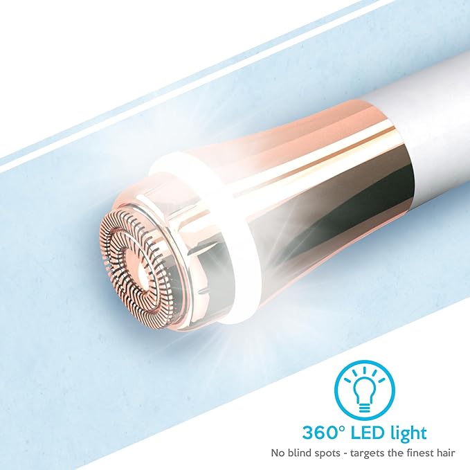 Facial Hair Remover for Women Painless Flawless Electric Razor Epilator Trimmer Shaver with 18K Gold-Plated, 16mm Dual Ring Floating Head, USB Rechargeable, 360° LED for Face Lip Hair Removal-Velvo Beauty